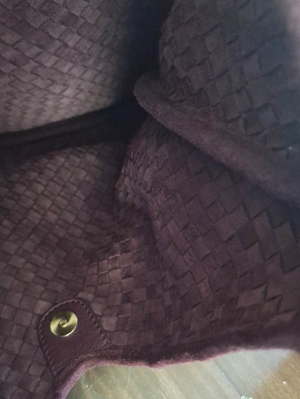 Woven Suede Hobo Bag in Eggplant - Picture 7 of 10